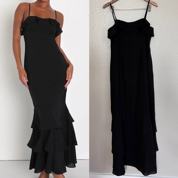 NWOT Lively Evenings Black Sleeveless Tiered Maxi Dress - Picture 1 of 7